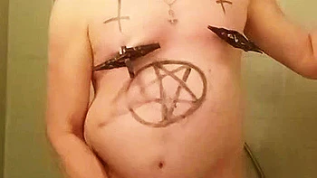 Satan slave takes a perverted piss enema