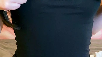 Amateur busty brunette masturbates and does hand job