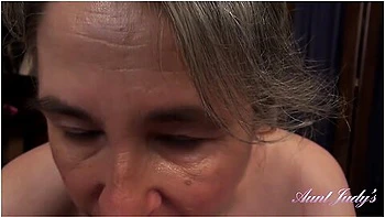 Aunt Judys - Judys - 50yo Full-bush Step- Grace Jacks You Off & Sucks Your Cock
