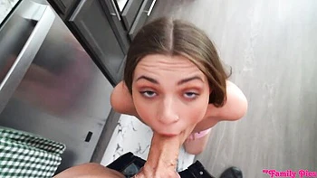 An awesome teen babe Juniper Ren fucks with a much older dude