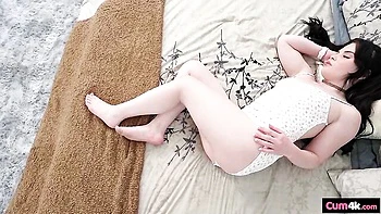 Sweet oiled hardcore sex with a skinny brunette Lola Valentine