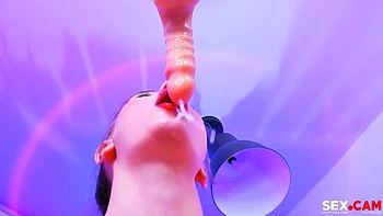 Gorgeous solo blowjob session with a cock-swallowing angel