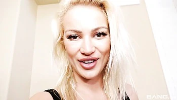 Beautiful blonde in stockings Cherry Kiss rides a nice penis