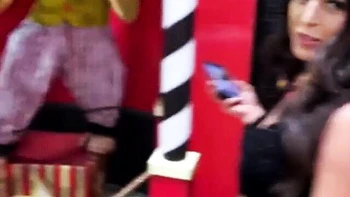 Conquering Sophia Leone and Gaby Ortega at lingerie trailer