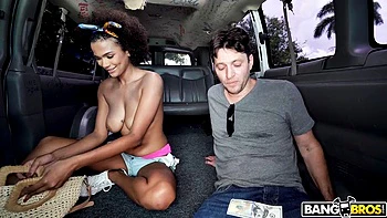 Hot Ebony Hops on Bus