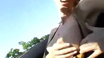 MILF with a big rack fucks outdoors: Blowjob, Doggy  Missonary Porn