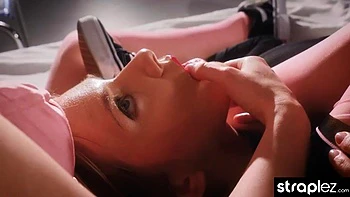 Watch two kinky college cuties get dominated by sexy blonde by Straplez: Porn