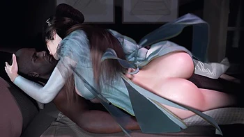 3D Cute Asian Babe Wearing Sexy Dress Got Fucked by BBC