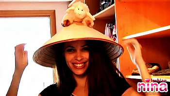 Lesbo Nina strips then gets dressed in the closest