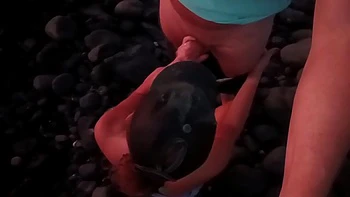 Public Blowjob On The Beach With Cum On Tits