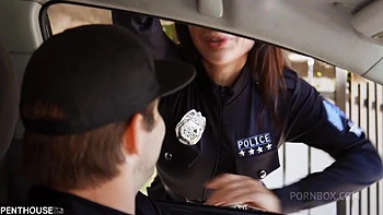 Busty MILF Cop Crystal Rush Hard at Work