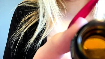 Non stop blonde with big boobs cock jerks off on the bed