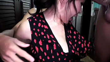 Japanese Asian mature giving blowjob to lucky guy