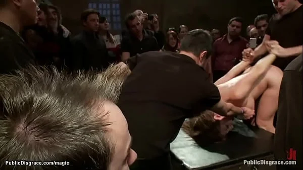 Busty fisted and dp fucked in public