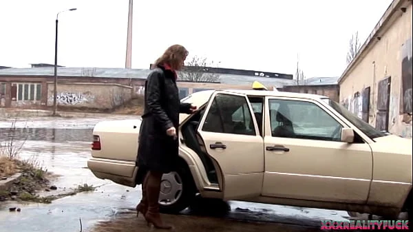 Ugly milf bitch get her wet cunt fuck public, eating massive sperm load