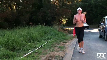 Running with her shapely legs