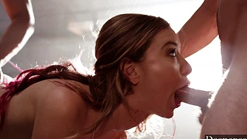 Two guys fucked Haley Reed in her pussy and ass in a hot mmf scene.