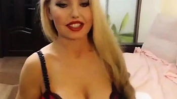 Big-Titted Russian MILF in Lingerie Shows Off on Webcam