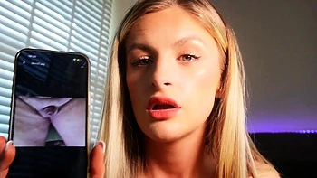 Nasty blonde dirty commeting small dick