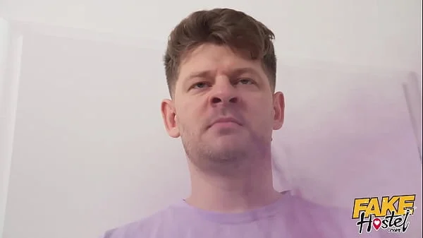 Fake Hostel - Micro Penis guy grows 8 inches with Dick Growing Spray and gets into a threesome with horny Australian blonde babe and Euro brunette girl with plump ass and pumps them with his new big dick