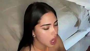 Latina gives fine handjob: Blowjob, Doggy  Amateur Porn