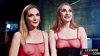 Tied lez sub electrosex session