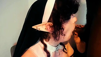 Nunicult Serving BBC In Nun Costume
