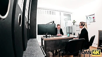 Loan4k featuring Jennifer Mendez and Stanley Johnson's sex toy testing scene