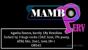 Agatha Santos, Barely 18y Brazilian Fucked By 3 Huge Cocks (Dap
