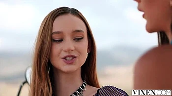 Hot Threesome Secret: Vixi Rafi & Melanie Marie Share Cock Outdoor