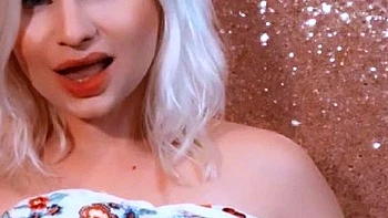 Cute blonde with big boobs solo