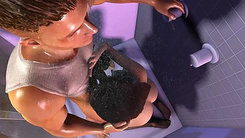 Asian Girl Sucking Dick in the Shower Before Standing Anal