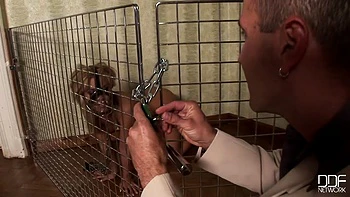 Sexy babe treated as a dog