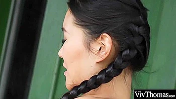 A Lesbian And Asian Lover Finger Each Other Out In The Garden