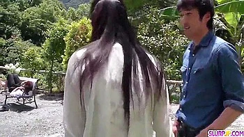 Misaki Oosawa Tries Two Dicks Outdoors - More At