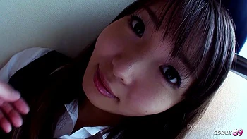 Curvy Japanese Teen with Big natural Tits get First Time Creampie by older Guy at Uncensored Full POV Sex