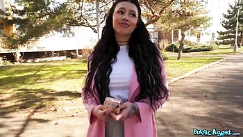 Stunning busty brunette Nala impaled in the cowgirl pose by big cock