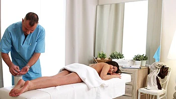 Hot Asian babe gets a massage and a big cock