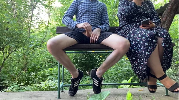 MILF gets her cum outside