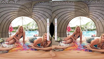 Crazy hot neighbor Slimthick Vic and her sexy Australian friend Charlie Forde stop by your pool to have a naughty threesome!