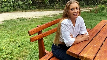 Public ! Catching A Girl On The Park And Fucking Her Tigth Ass On The Car