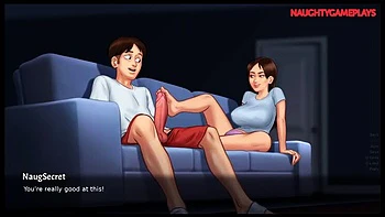 Lucky Guy Kisses Hot MILF Landlady & Gets Footjob From Girlfriend - Summertime Saga 3D Sex Animation
