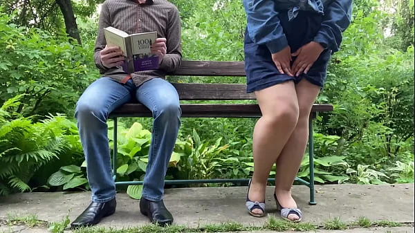 Pantyhose princess pissing in the park while I watch