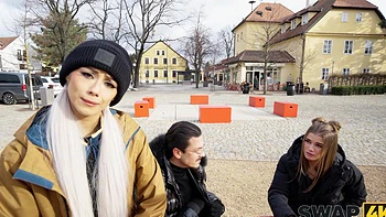 Horny husband fucks his hot wife and her friends in threesome