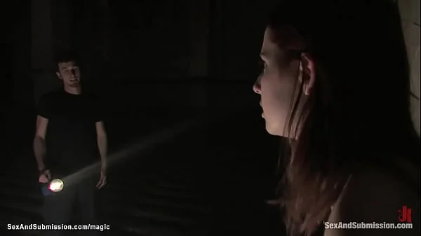 Redhead bound to device and fucked