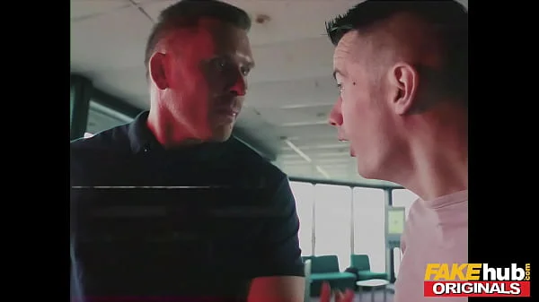 FAKEhub - Big busty tattoo blonde babe Louise Lee gets double teamed in hot threesome with massive facial - TRIPLE DRAGON! 80s parody