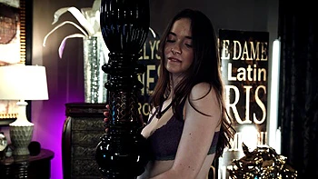 Brunette Hazel Moore rams Madison reverse cowgirl