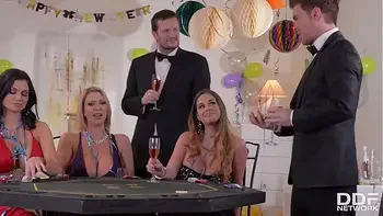 Cathy Heaven, Jasmine Jae and Leigh Darby in epic hardcore group sex orgy