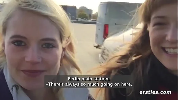 Risky Lesbian sex at public Train