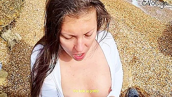 A Walk On The Beach Ended With A Blowjob And Cum On My Tits